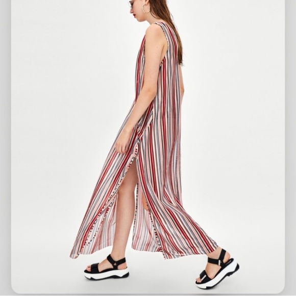 Zara Striped Maxi Coverup Dress - Picture 2 of 7